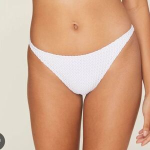 Andie Swim X Demi Moore Tropez Bikini Bottom White Crochet Textured Size Large